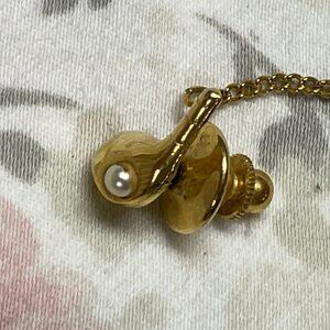 Golf Club & Ball Tie Tack - Gold Color - EUC